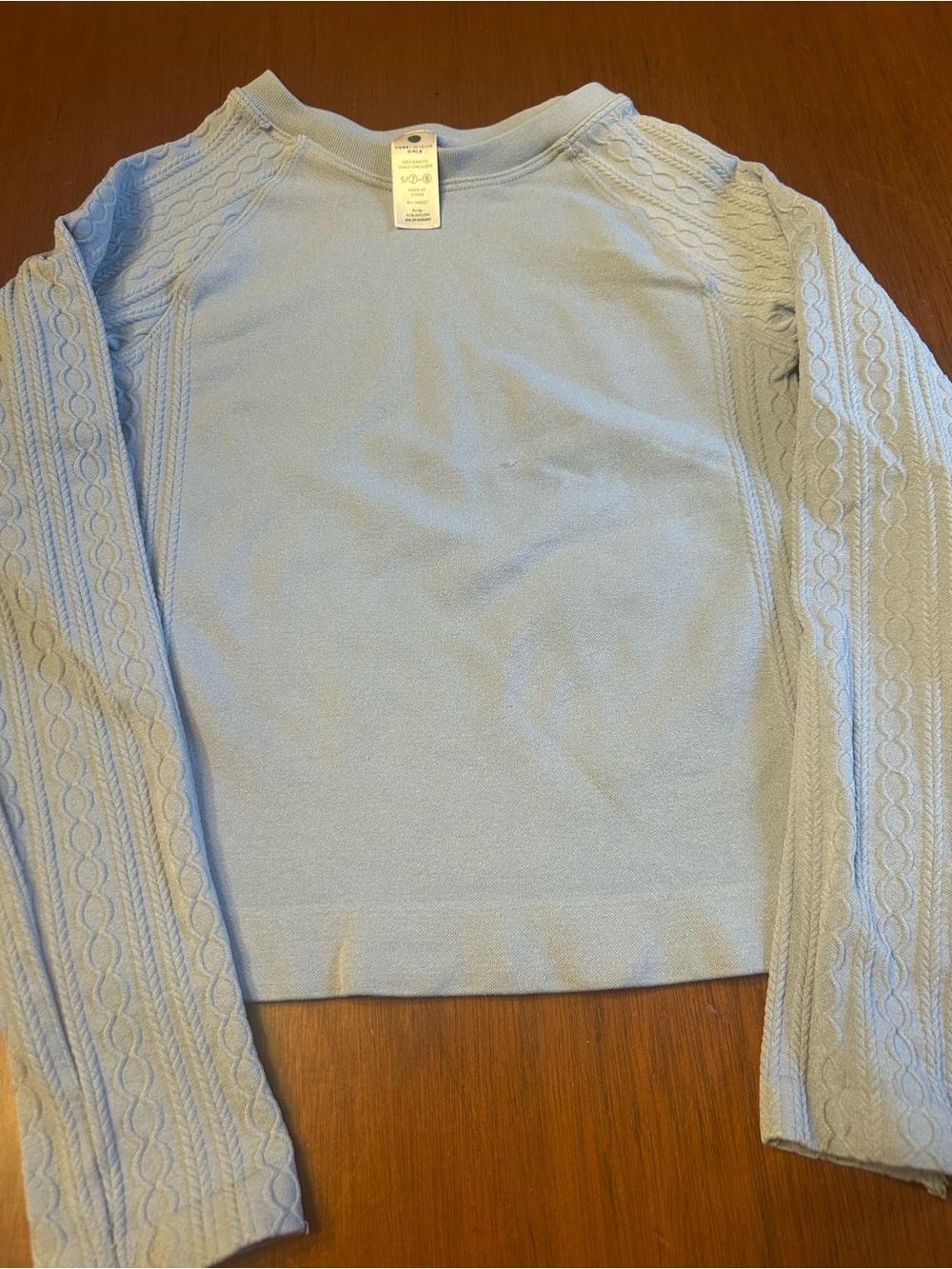 Yogalicious Light Blue Cable Knit Top